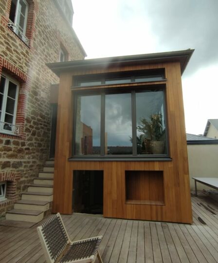 Baie vitrée sur extension bois - Saint-Grégoire